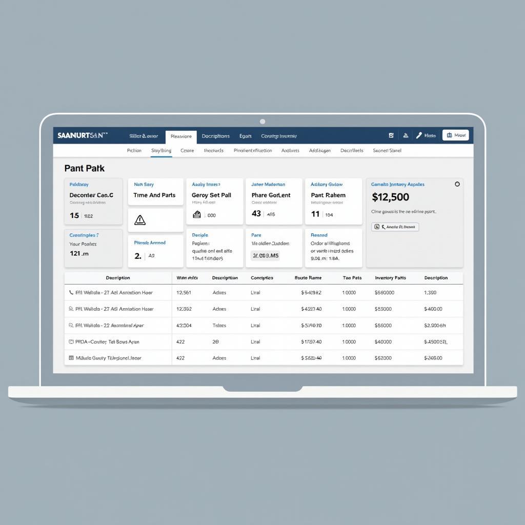 Car Repair Software Inventory Management Interface