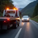 Tow Truck Providing Roadside Assistance to a Stranded Car