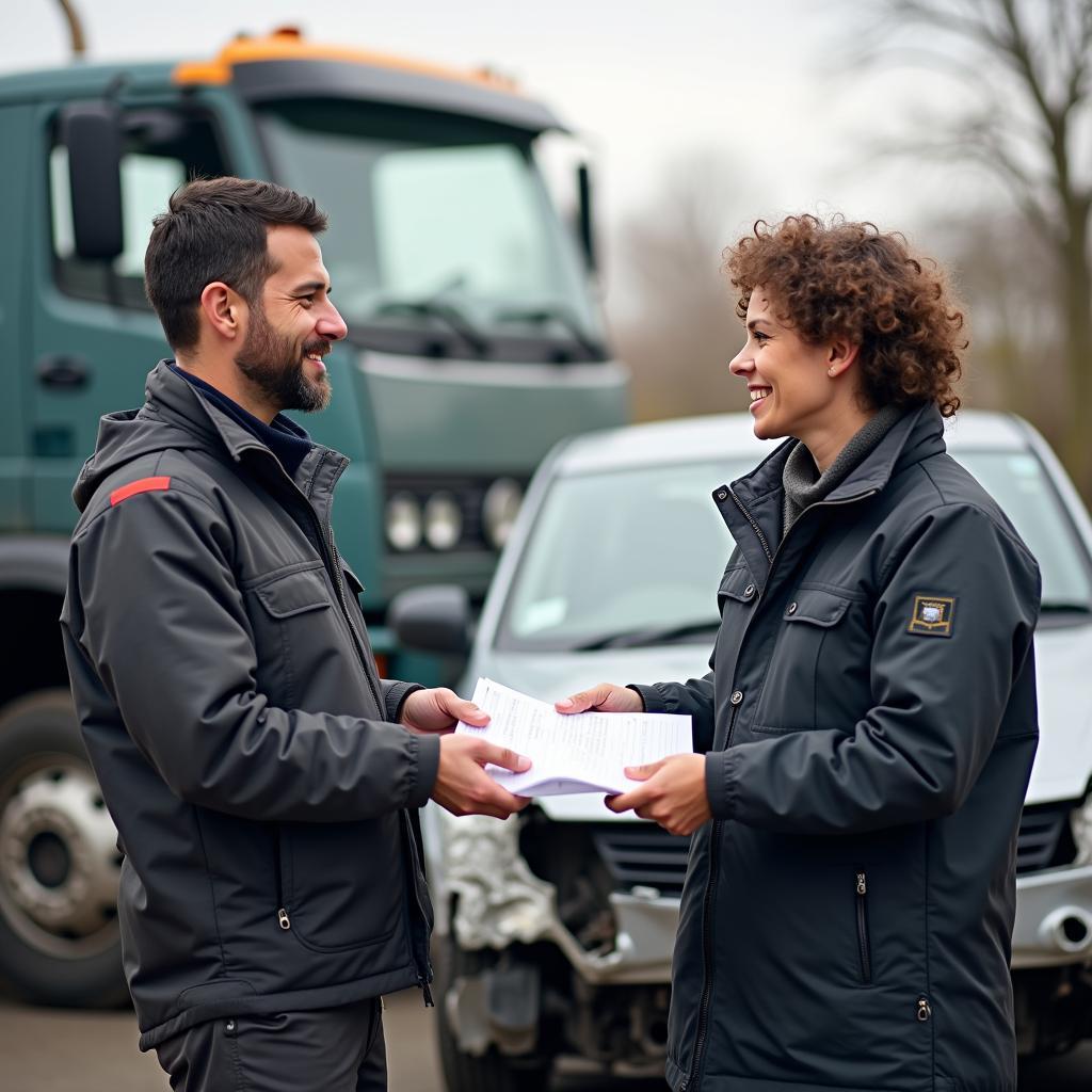 Car Scrapping Process: Paperwork and Tow Truck