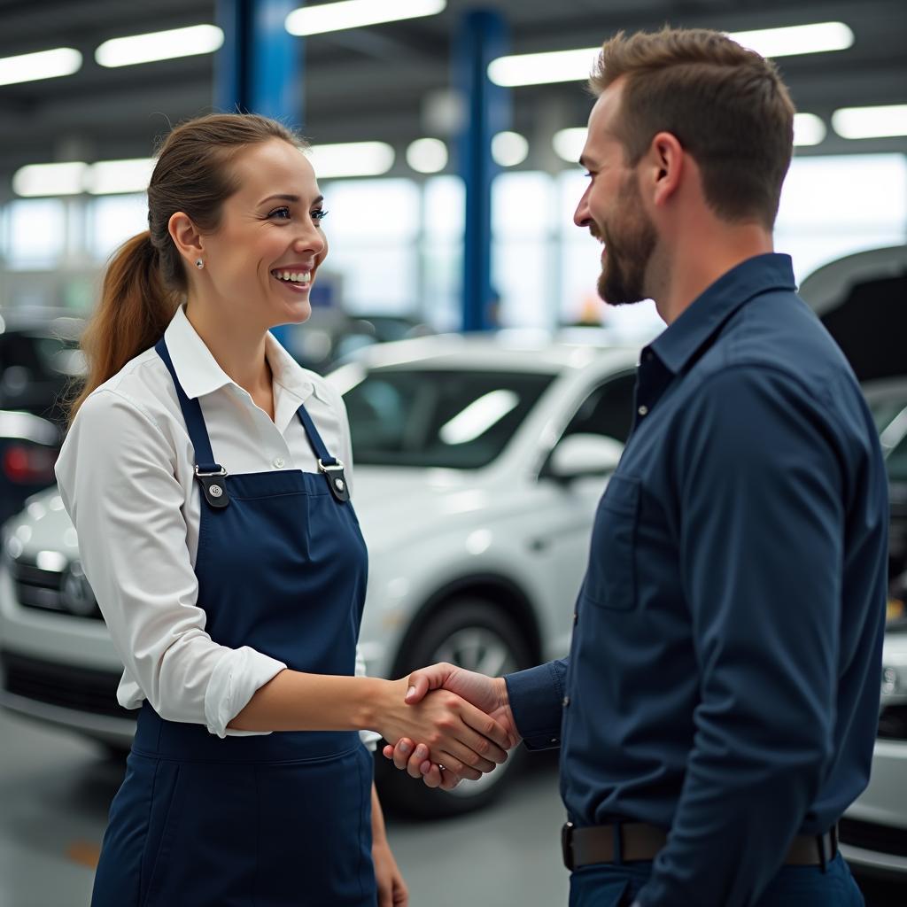 Car Service Advisor Greeting Customer