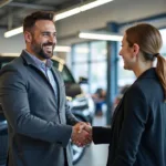 Car Service Advisor Greeting Customer