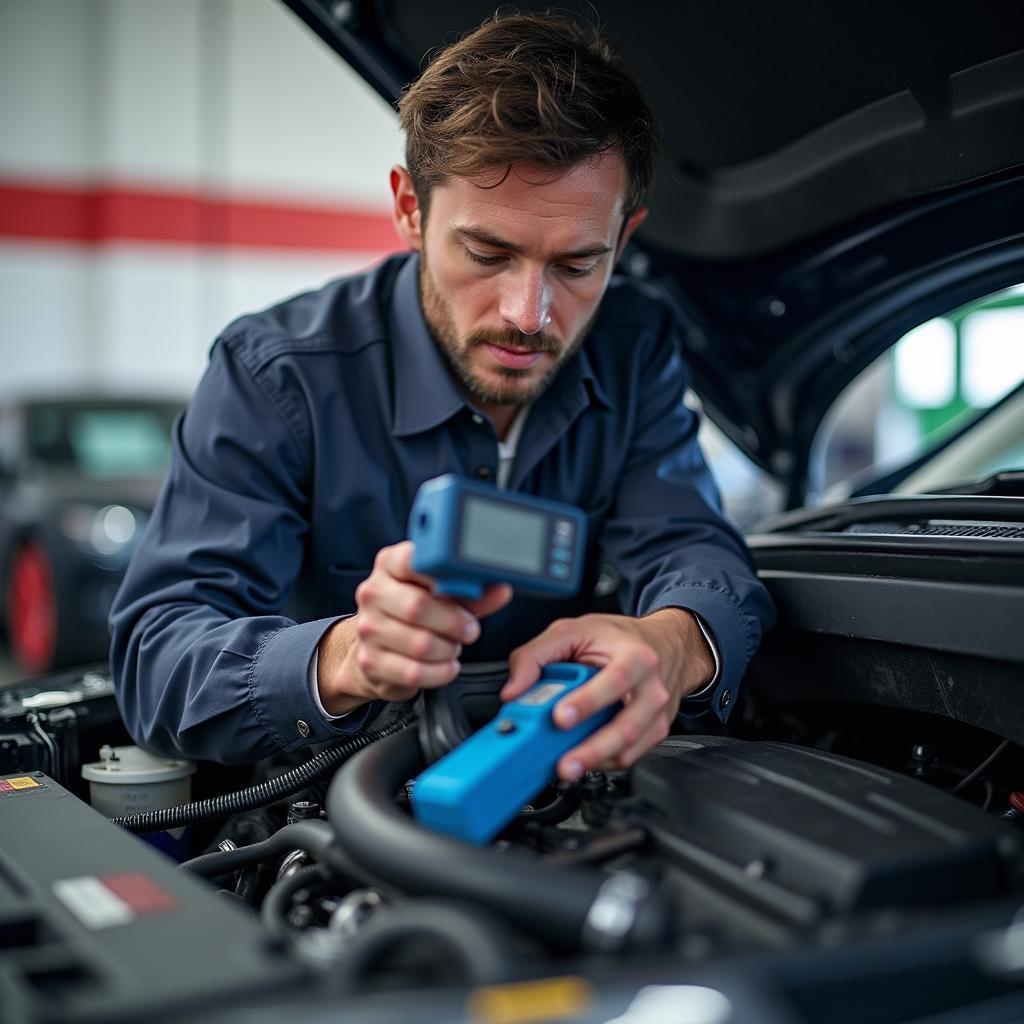 Mechanic Checking Engine in Altona Car Service