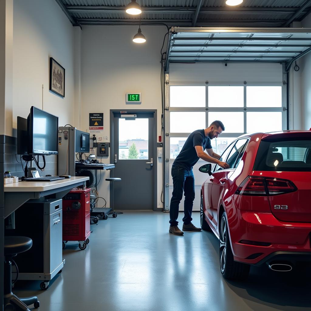 Modern Car Service Garage Interior in Altrincham