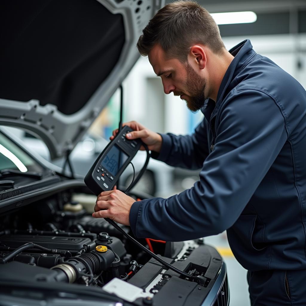 Experienced Mechanic Checking Car Engine in Altrincham