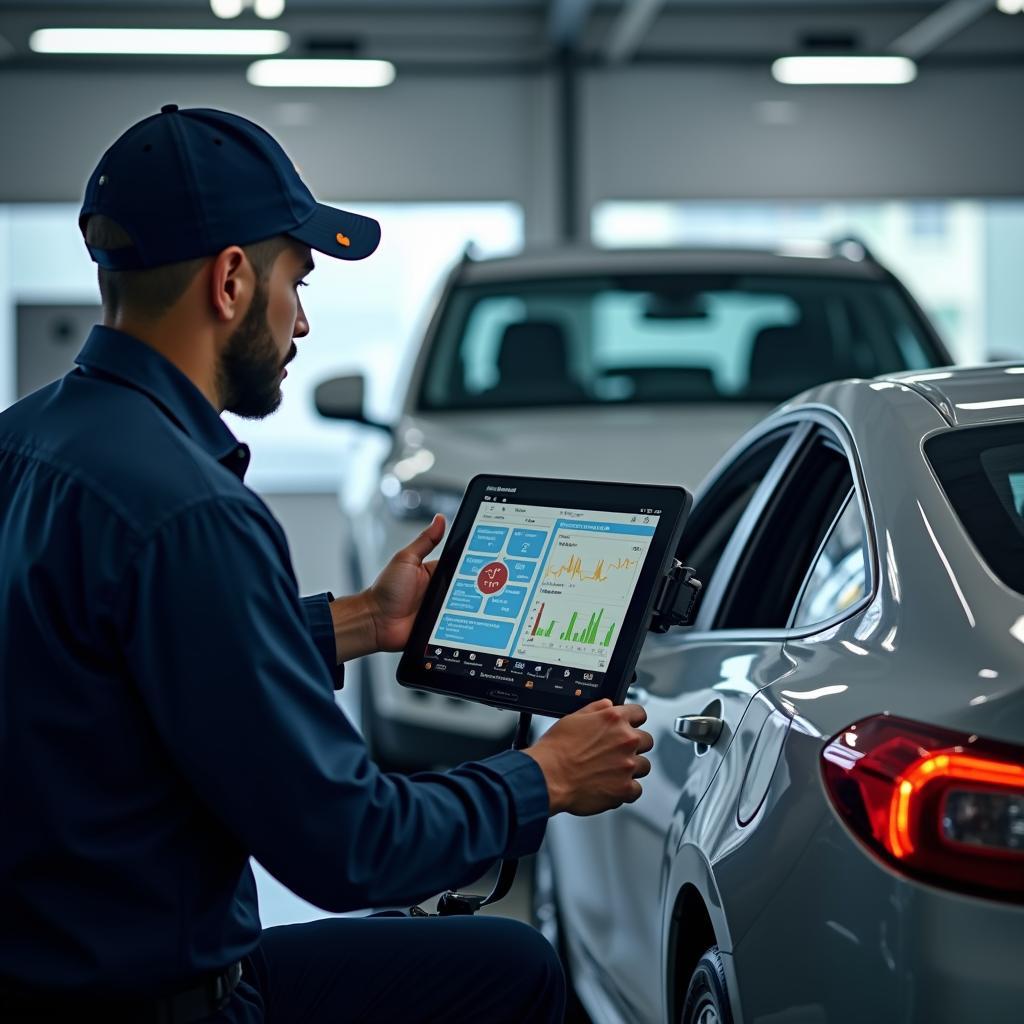 Modern Diagnostic Equipment in a Car Service Center