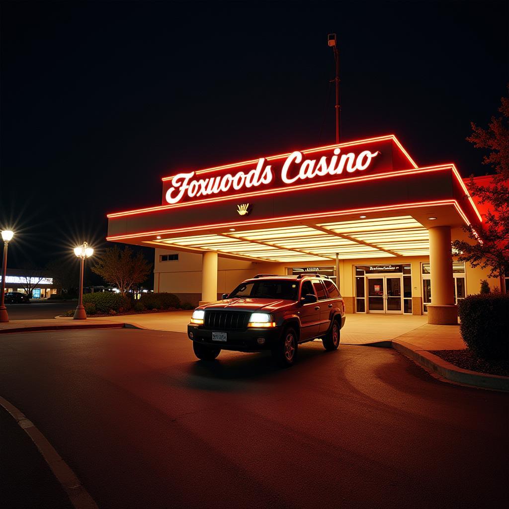 Car Service Arriving at Foxwoods Casino at Night