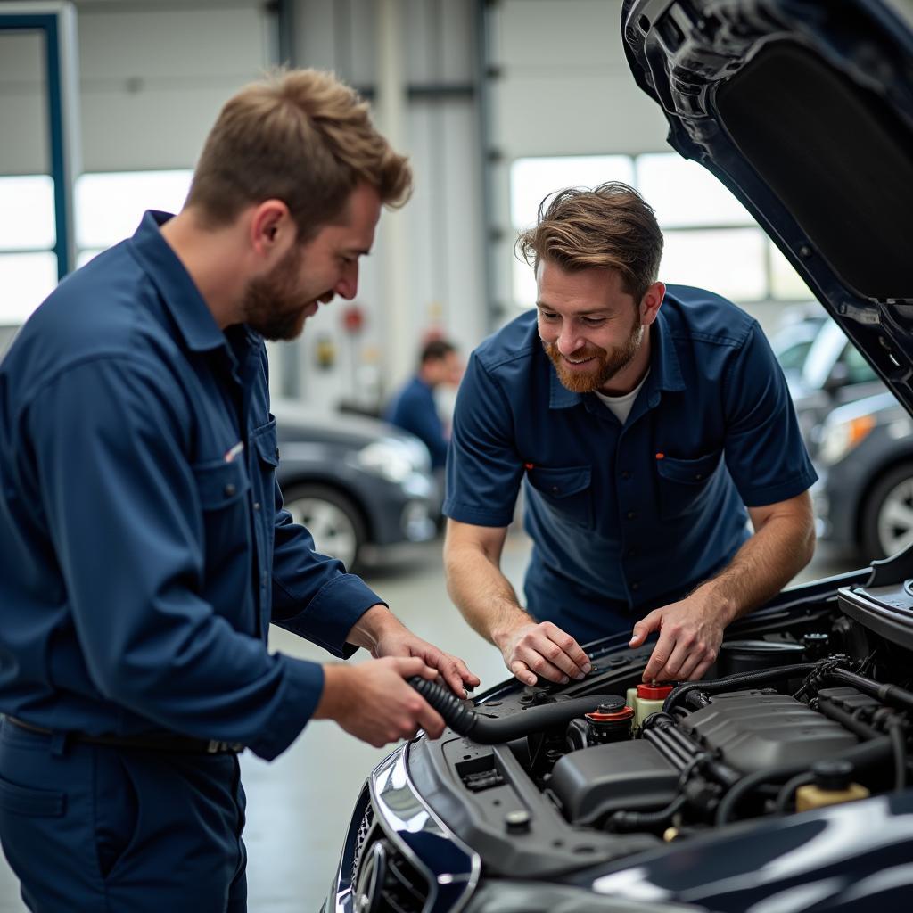 Mechanic Explaining Repairs in Car Service Ayr