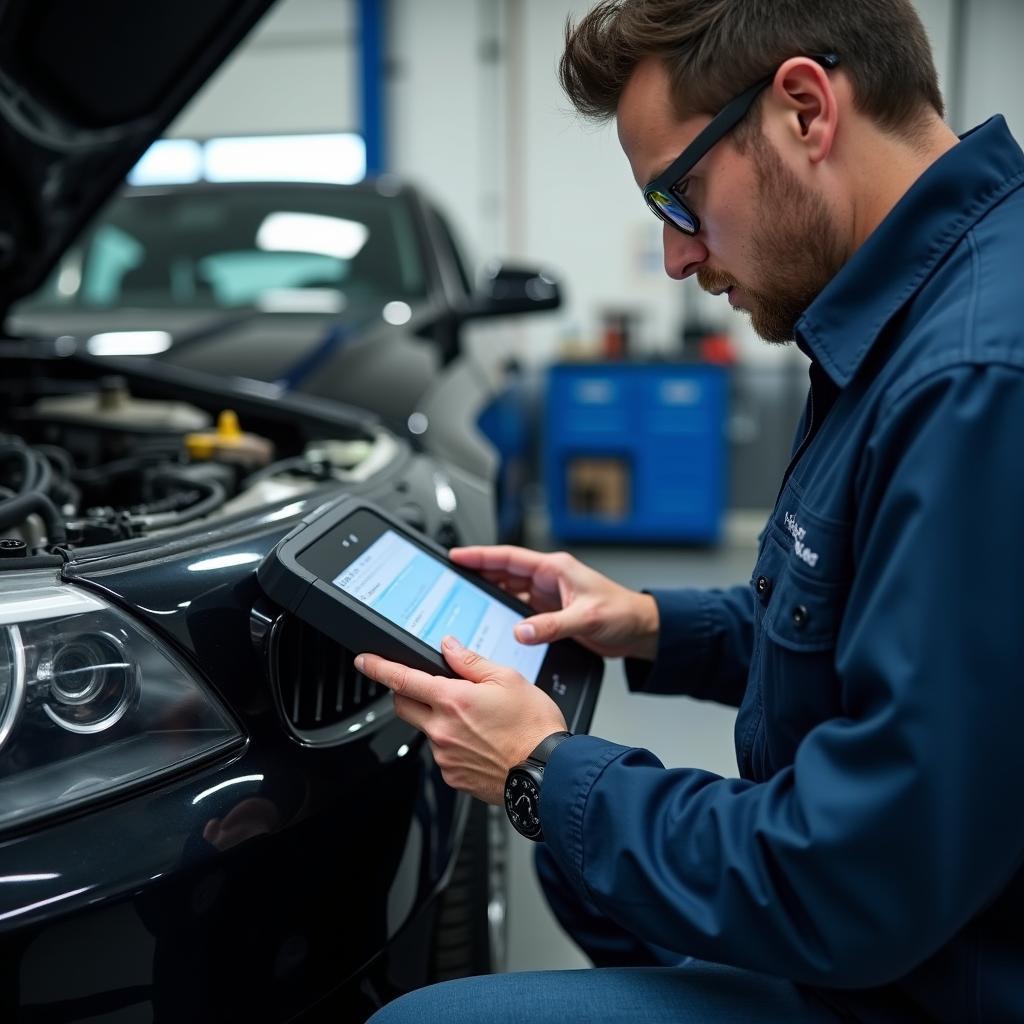 Modern diagnostic tools used in a Brampton car service center