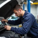 Mechanic Checking Engine in Caboolture Car Service Centre