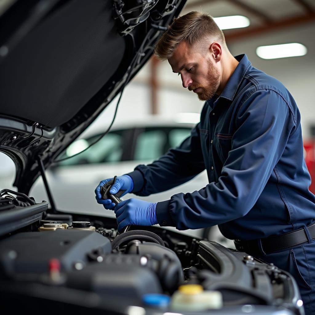 Car Service Cardiff Mechanic Working