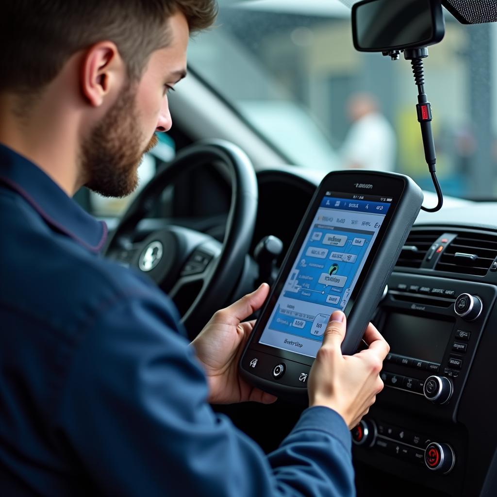 Modern diagnostic tools being used on a car in Carrum Downs