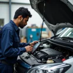 Experienced technician working on a car in Gerugambakkam