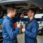 Car Service Center Hand Signals: Technician Communication