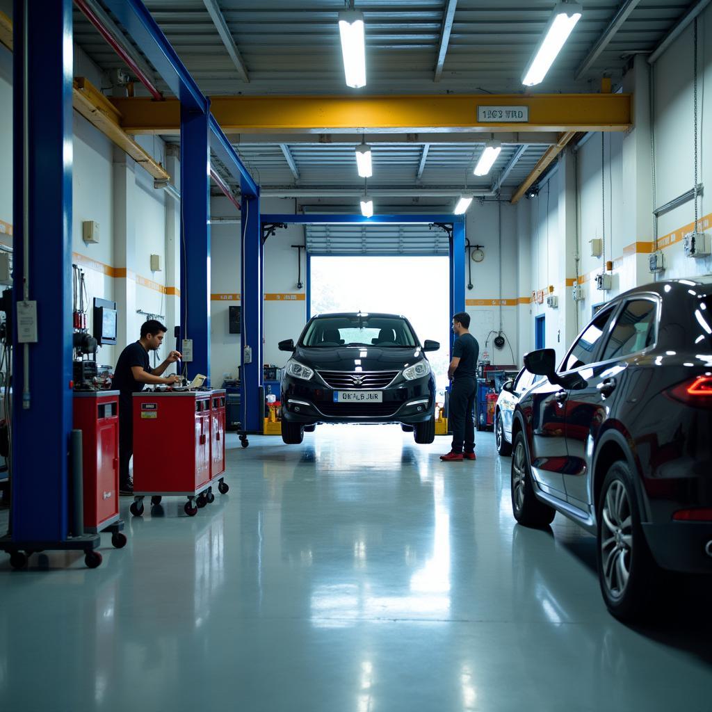 Modern car service center equipped with diagnostic tools in Gangtok, Sikkim