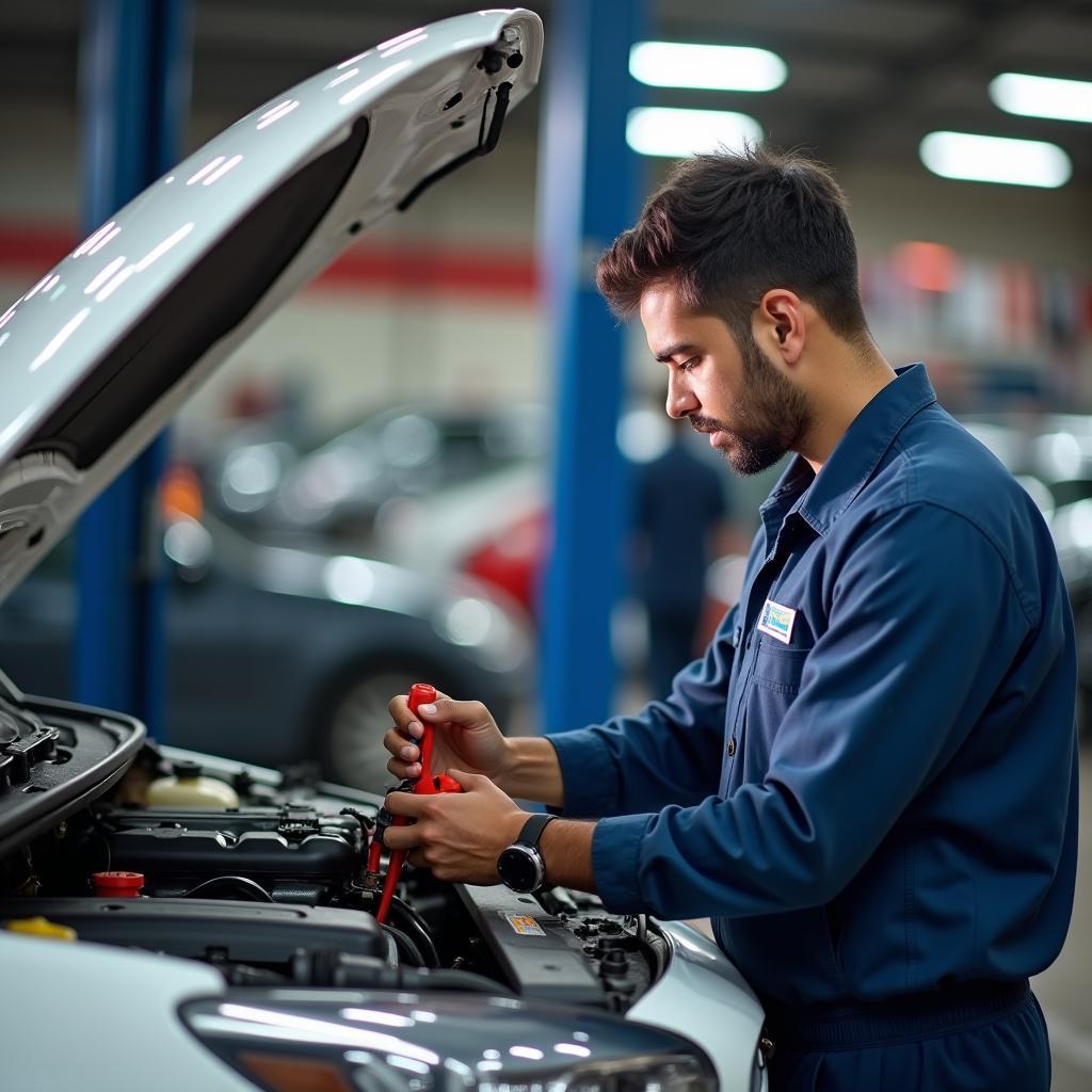 Experienced Mechanic Working on a Car in Kovilpatti