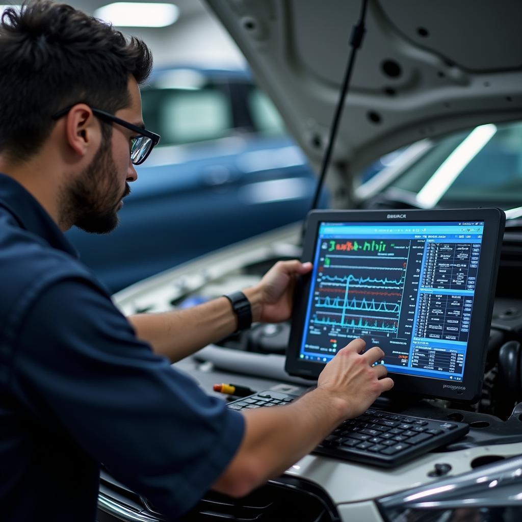 Technician Performing Engine Diagnostics in Lucknow