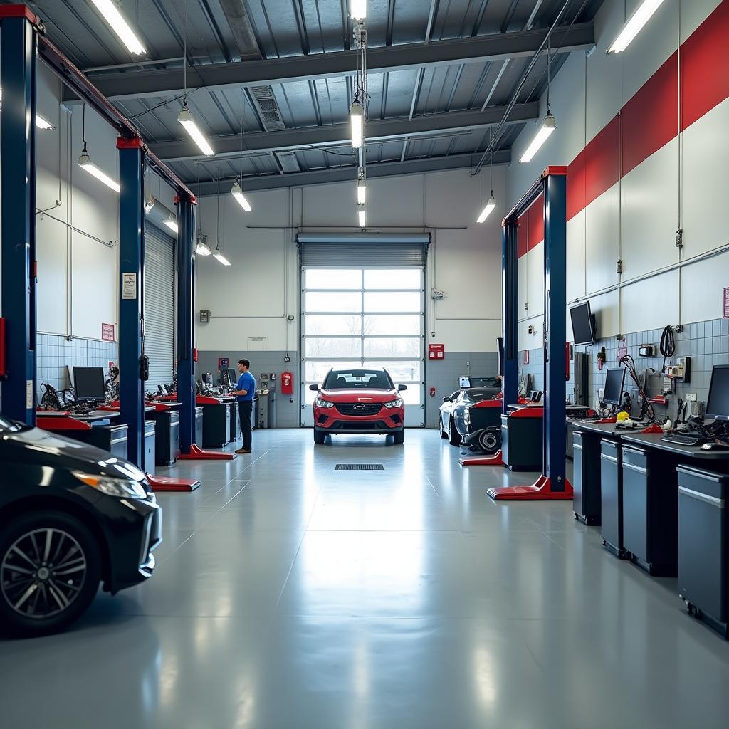 Modern Car Service Center Repair Bay