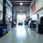 Modern and clean car service center interior in Sandymount