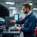 Modern Diagnostic Equipment at a Car Service Center in TC Palya Main Road