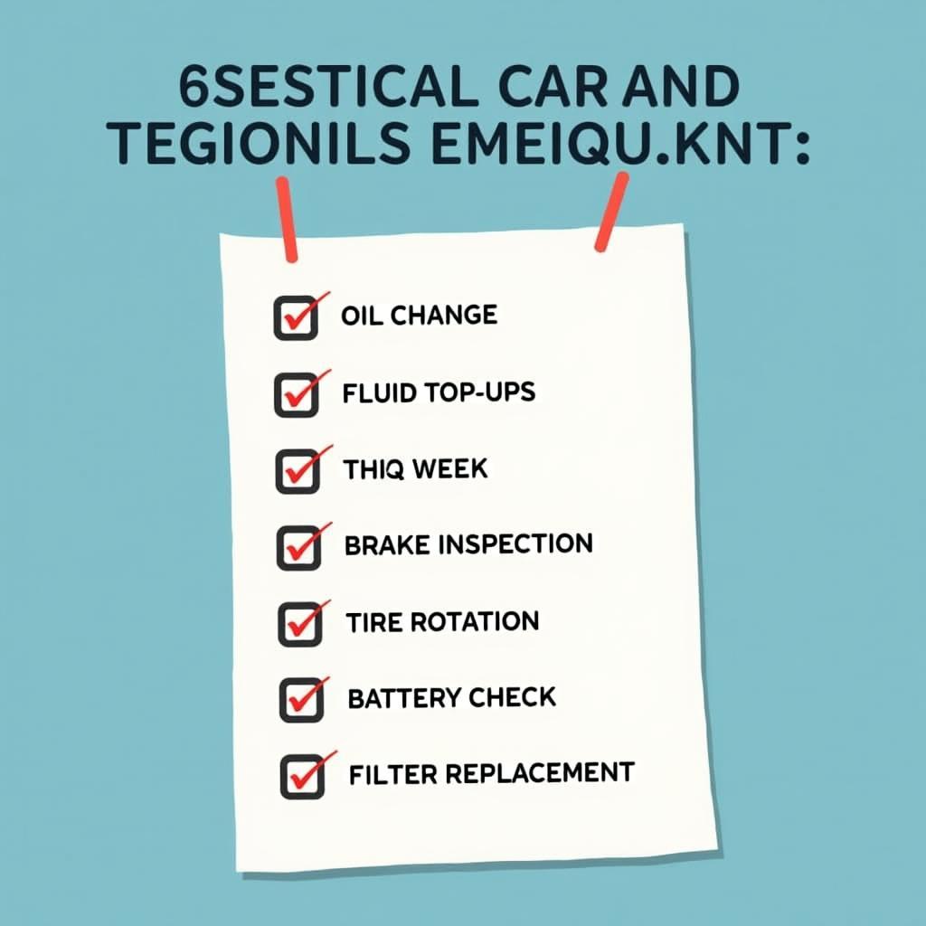 Car service checklist with essential maintenance tasks