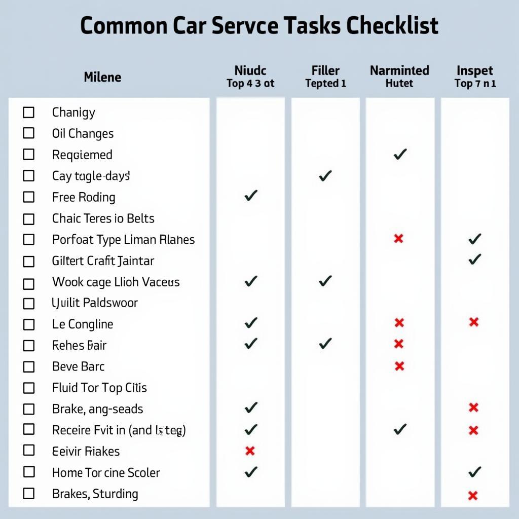 Car Service Checklist