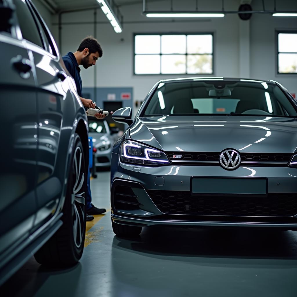 Routine Car Maintenance Being Performed