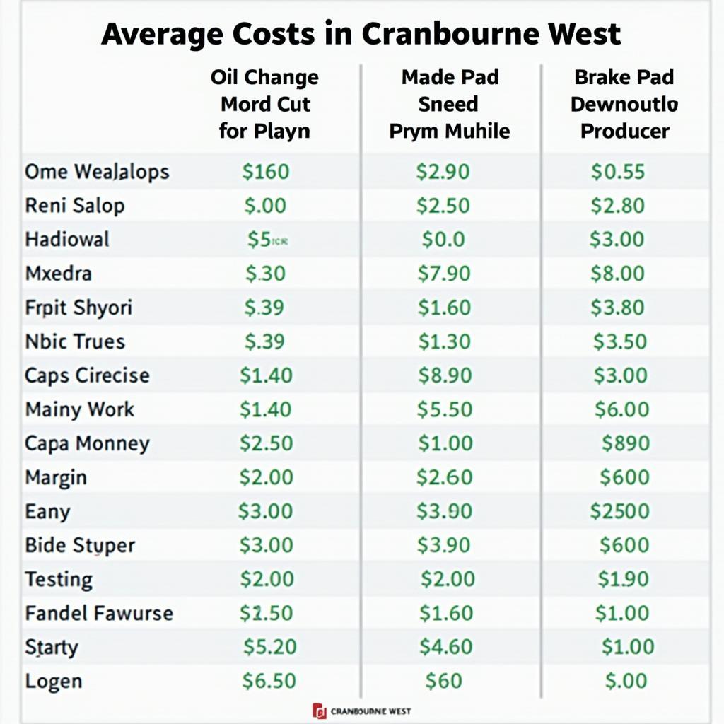 Car service costs comparison in Cranbourne West