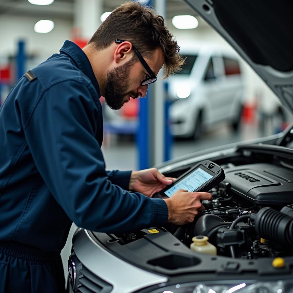 Mechanic checking engine in a car service Cranbourne workshop