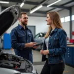 Customer talking to a mechanic in Dublin 15