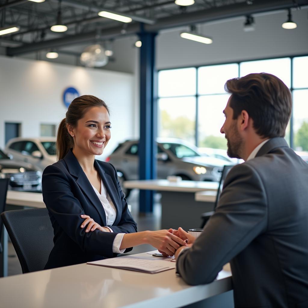 Customer talking to a service advisor near Ekta Tripolis