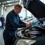 Mechanic Checking Engine in Endeavour Hills Car Service