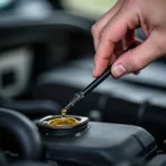 Mechanic Checking Car Fluids During Service