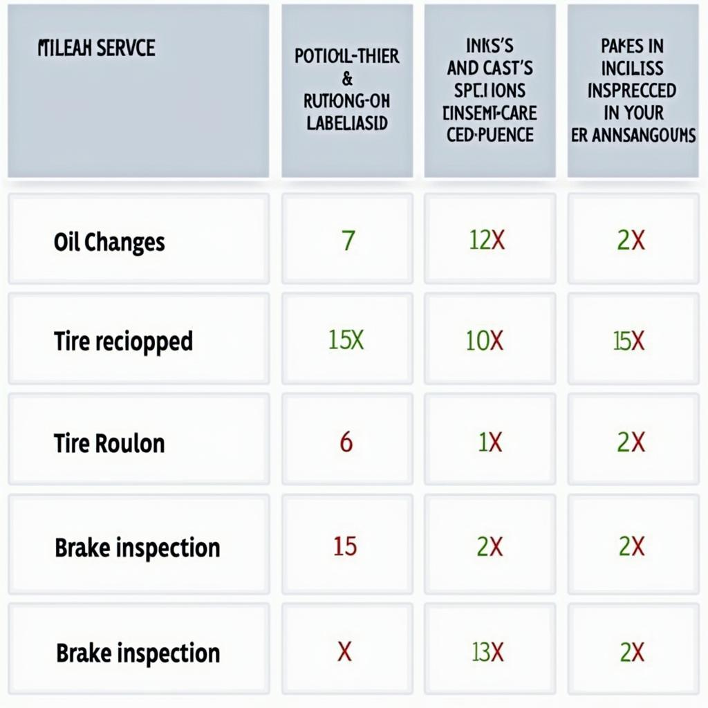 Car Service Frequency Chart Based on Mileage