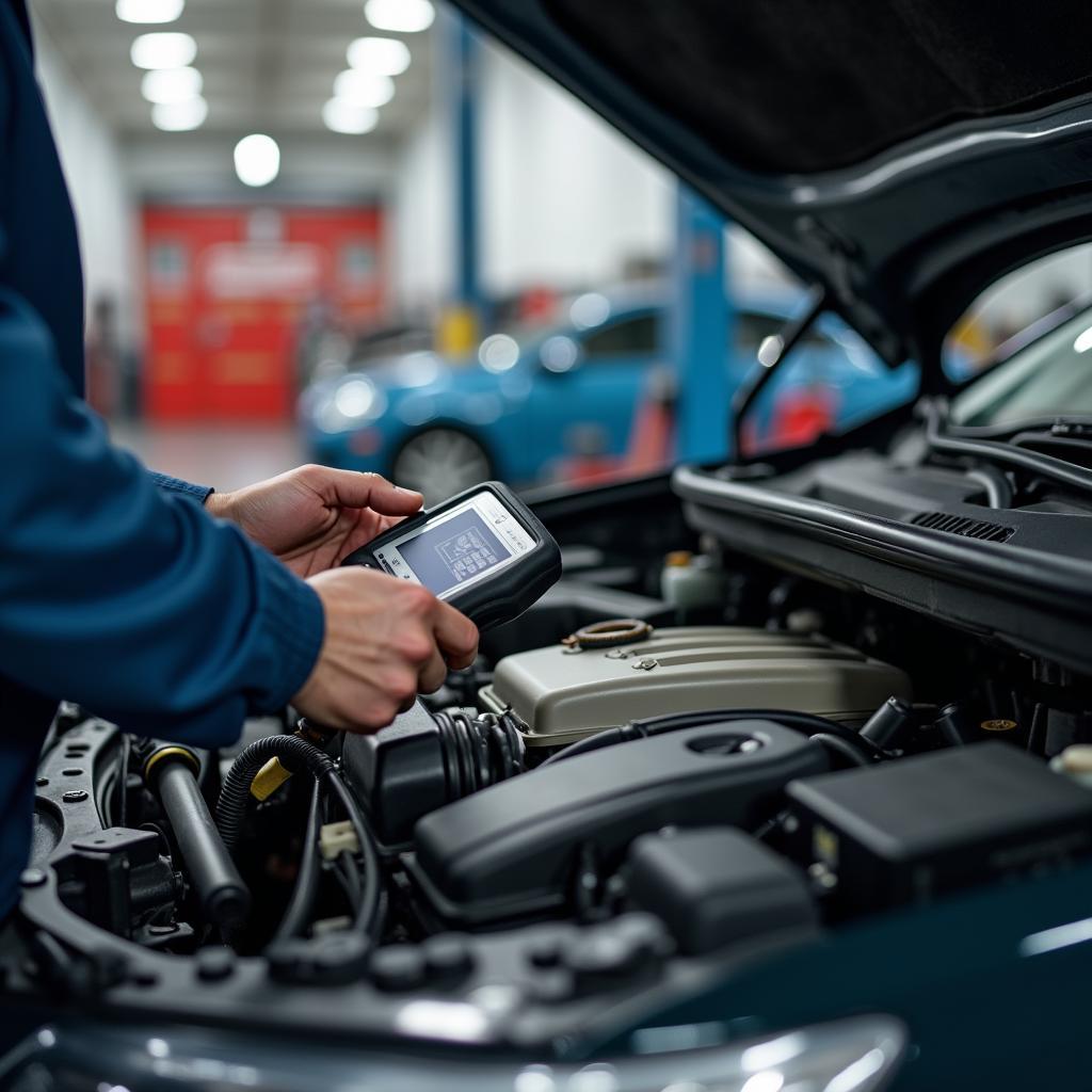 Mechanic checking car engine in Hamilton