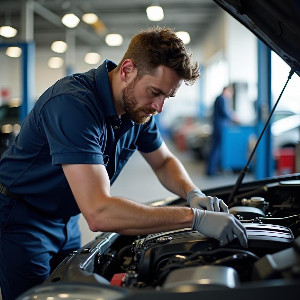 Mechanic Working on Car Engine in Hudson NY