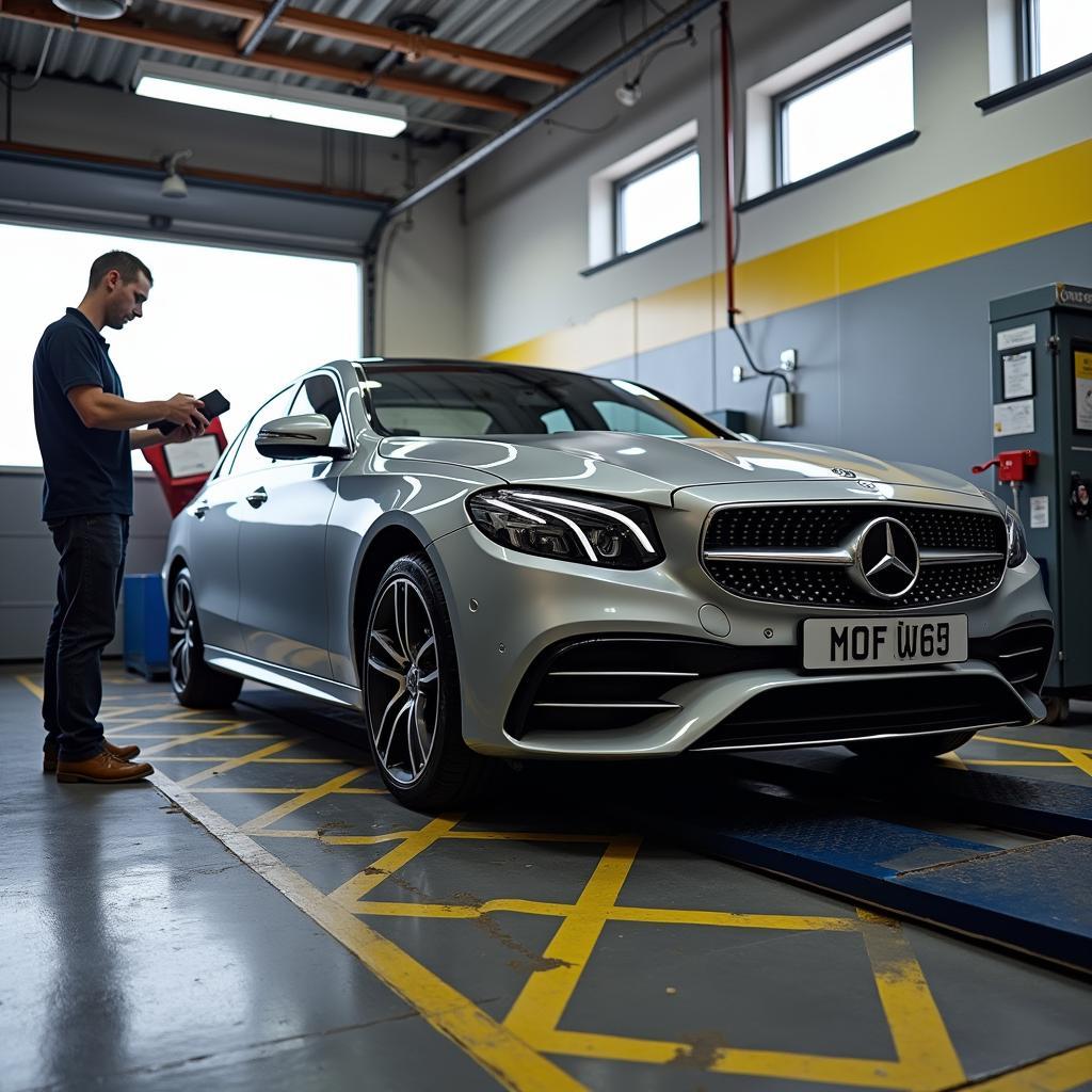 Car Undergoing MOT Test in Lewisham