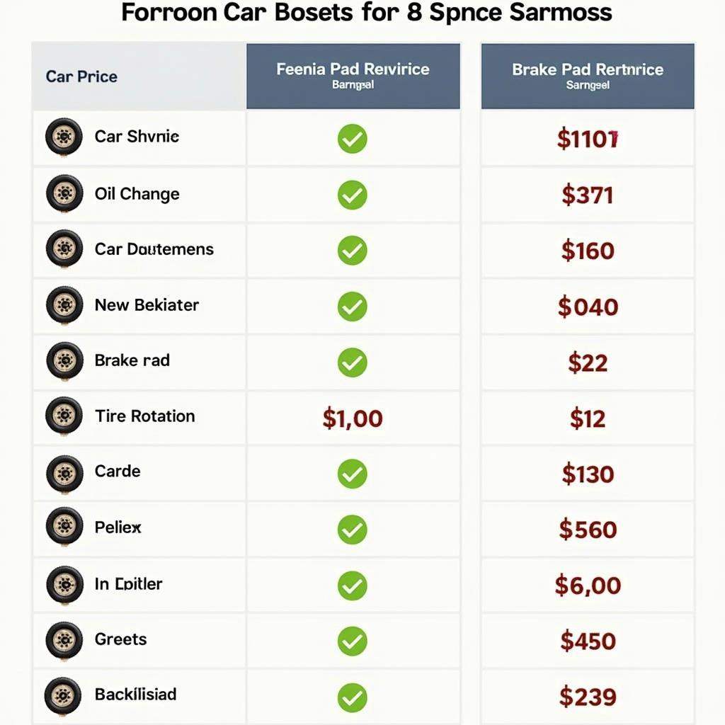 Car Service Price Comparison Chart Bronx