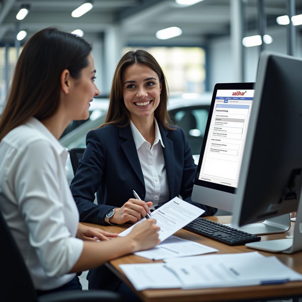 Car Service Provider Assisting with Aadhar Update