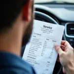 Reviewing Car Service Receipt