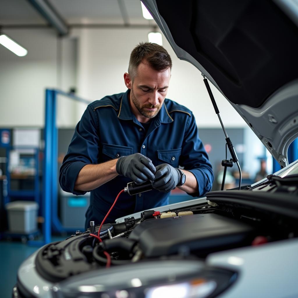 Mechanic Checking Engine in Rockingham Car Service