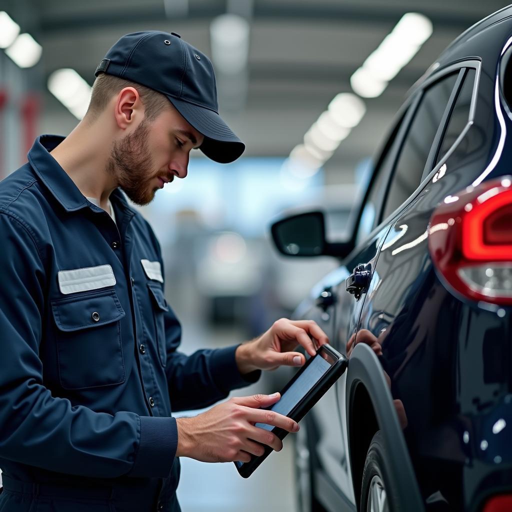 Mechanic Performing Diagnostics in Rugeley Car Service