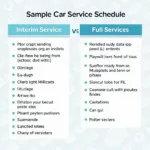 Example of a car service schedule