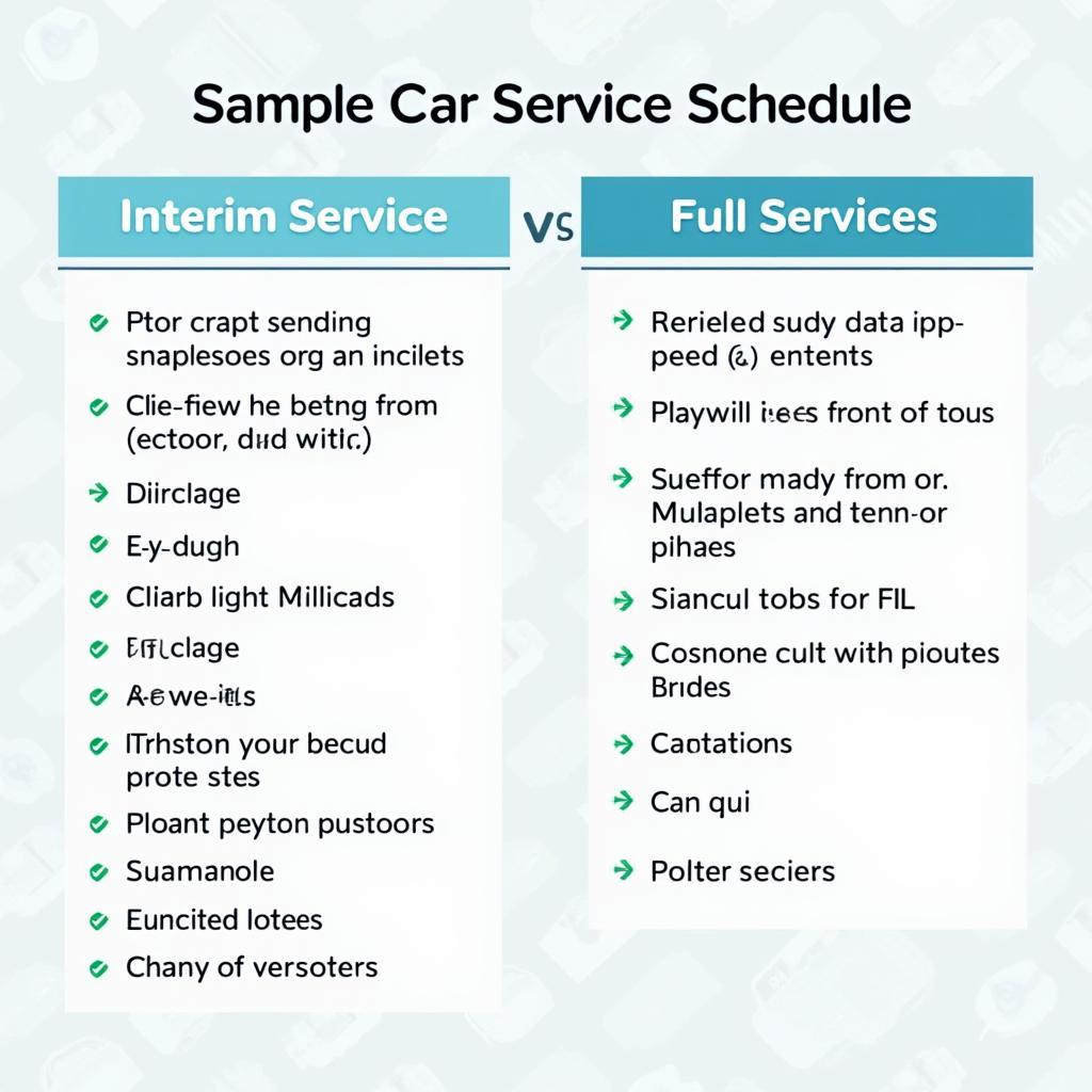 Example of a car service schedule