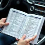 Checking car service schedule in owner's manual