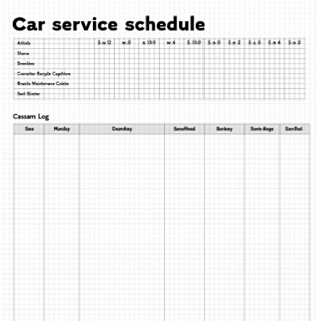 Example of a Car Service Schedule and Maintenance Log