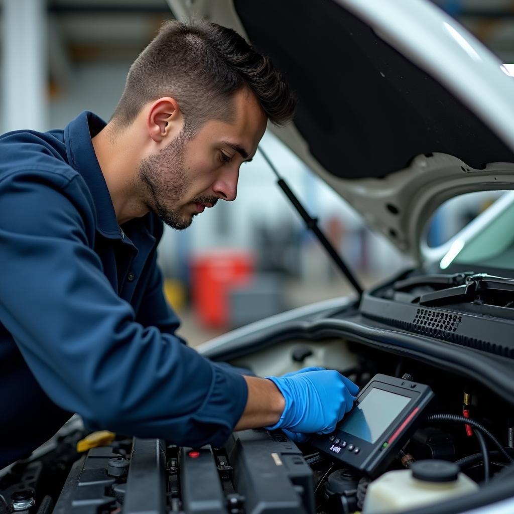 Mechanic Inspecting Car in Shushant Lok