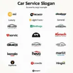 Car service slogan examples demonstrating different approaches for various target audiences.