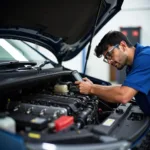 Mechanic Inspecting a Car in Bhubaneswar