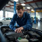 Mechanic Performing Car Service at a Station