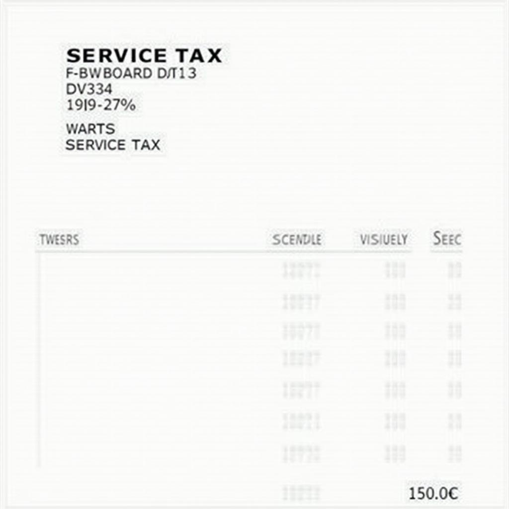 Example of a Car Service Tax Invoice